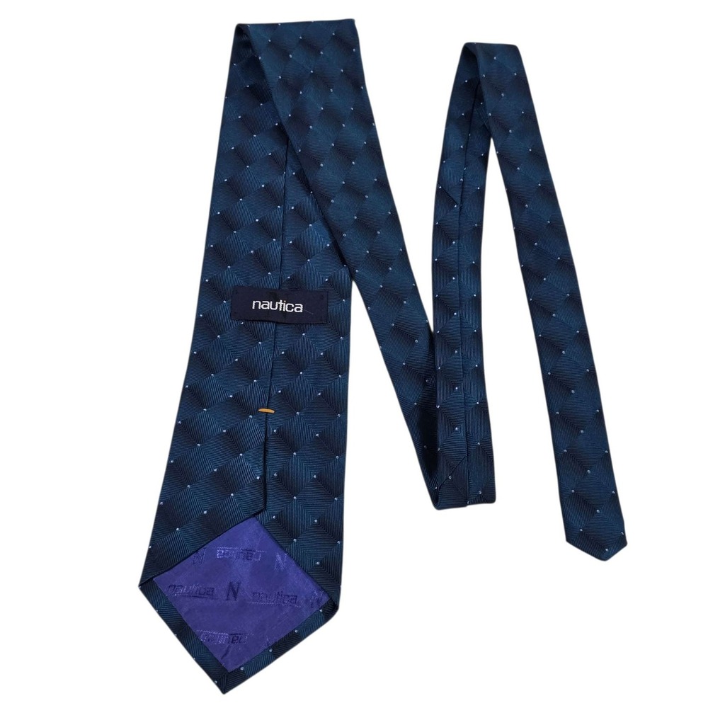 Nautica Mens Silk Neck Tie Blue Micro Dot Formal Business Designer Classic